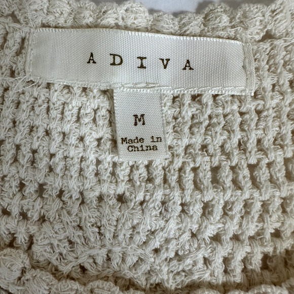 Boho Crochet Cotton Tank Top Pom Trim Ivory Off White Medium Cottage Festival - Picture 3 of 7